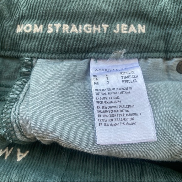 American Eagle  Hunter Green Jeans Size 2 Mom Straight Stretch Like New - Picture 5 of 8